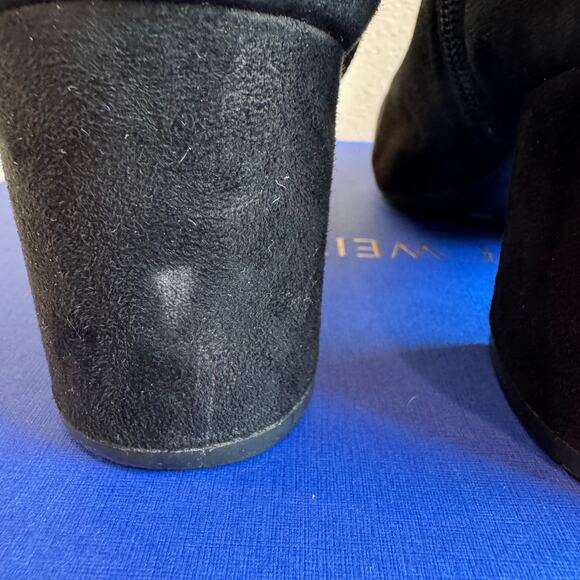 INC Radella Black Suede Knee High Zip Block Heel Boots Size 7.5 - Picture 10 of 12